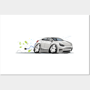 Cartoon electric car Posters and Art